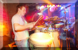 Jay on Drums at Slinky Malinki Birthday Party - The Best Percussionist in the country with 2 years on Ministry of Sound World Tour