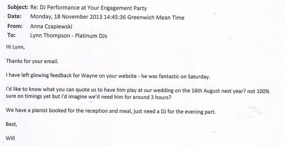 Engagement Party DJ and Disco Kent - DJ Wayne Smooth 131118