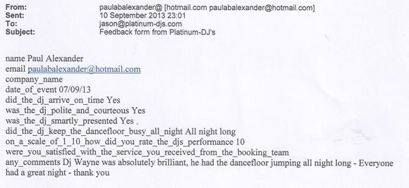 Wedding DJ and Disco Hire London - DJ Wayne Smooth 130907