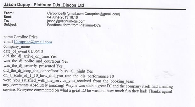 Wedding DJ and Disco London Review 130601 - DJ Wayne Smooth