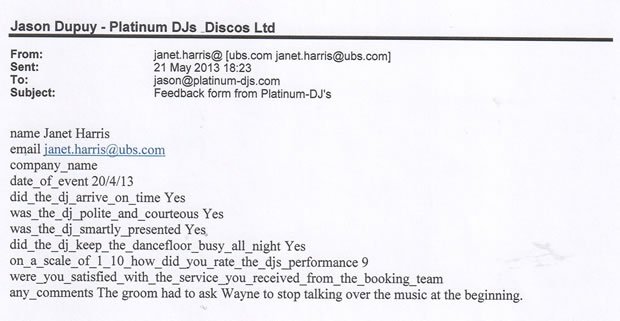 Wedding DJ and Disco London Richmond Review - DJ Wayne Smooth