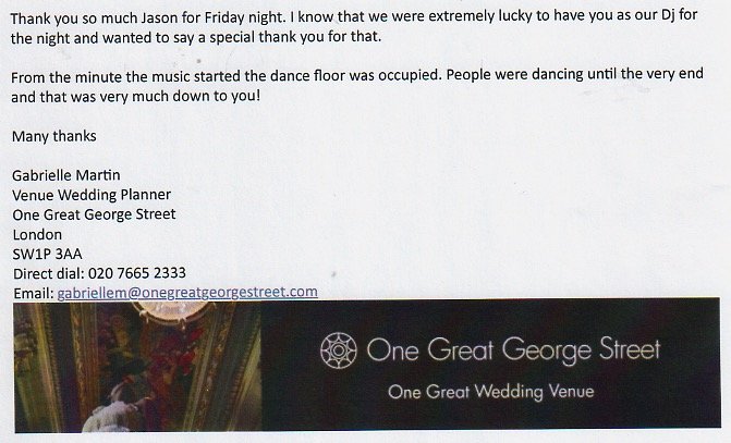 Review for One Great George Street Staff Party in London.