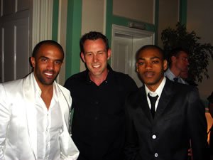 At Winchester House, Putney, London. DJ Jason Dupuy with Craig David and Kano after performance together.