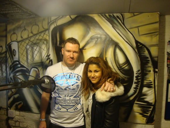 DJ Jay Q at the Radio Studio in London with Baby Blue playing Hip Hop