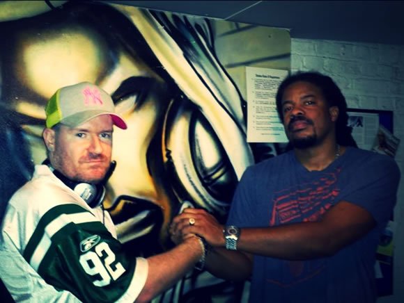 Grammy winner and public Enemy producer Burt Blackarach with DJ Jay Q performing at a Club in London