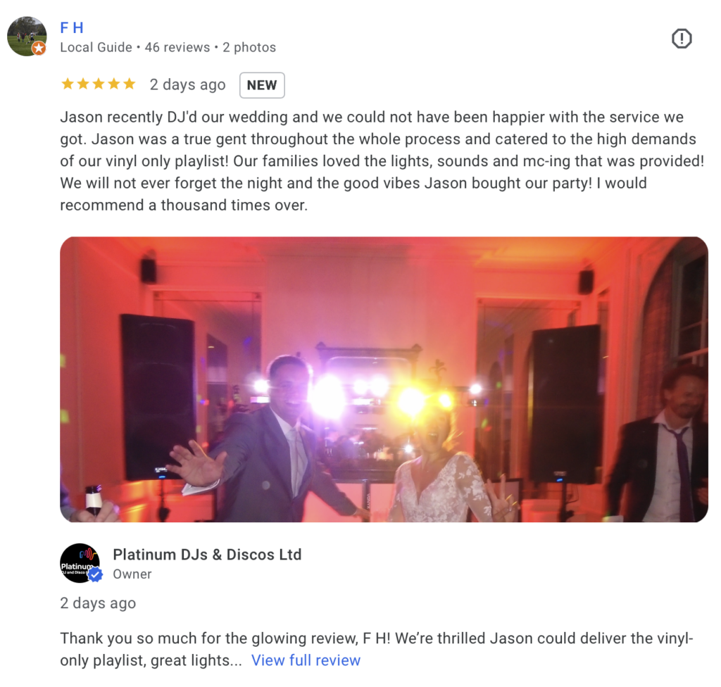 Vinyl Wedding DJ Review for DJ Jason Dupuy at Hotel du Vin, Tunbridge Wells, Kent. 