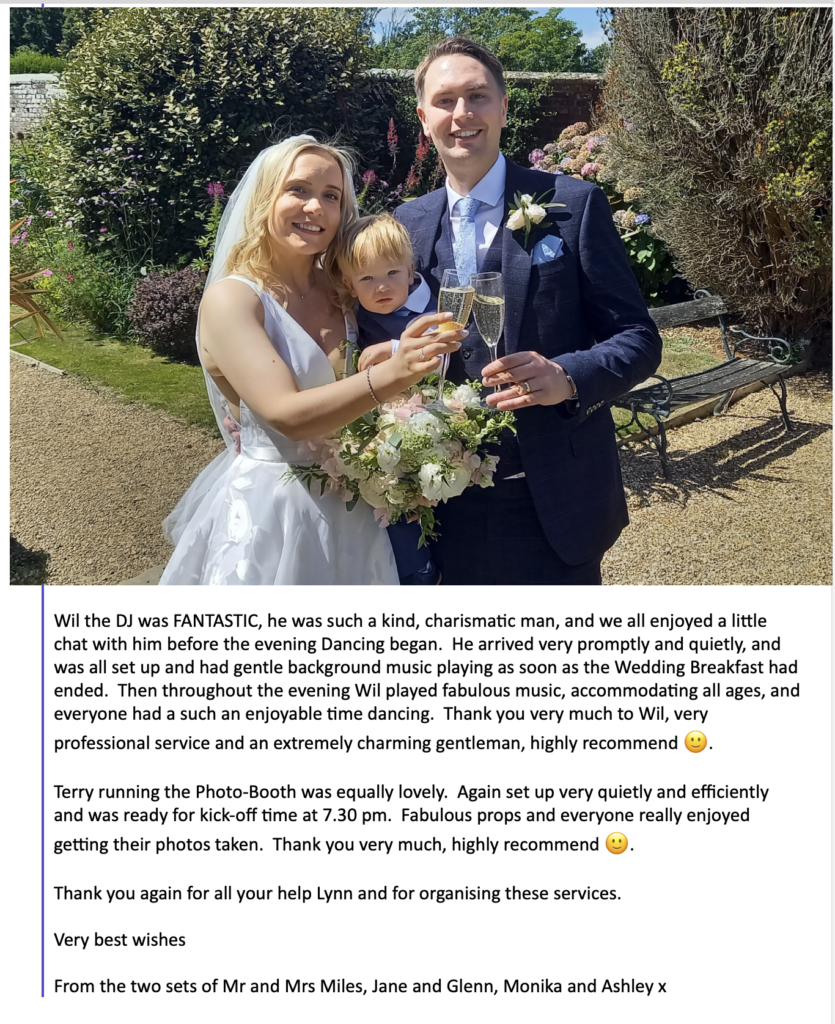 Wedding DJ Review for Wil Johnson at Wadhurst Castle