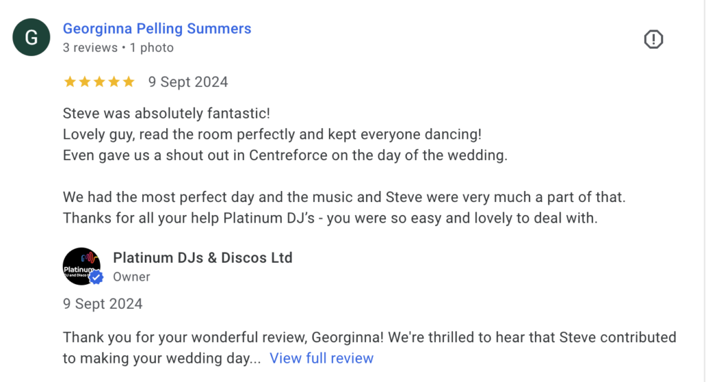 Wedding DJ in Kent - DJ Review for Kiss FM Steve Facey at a Wedding held at The Hilltop, Standsted, West Kingsdown, Kent, UK.