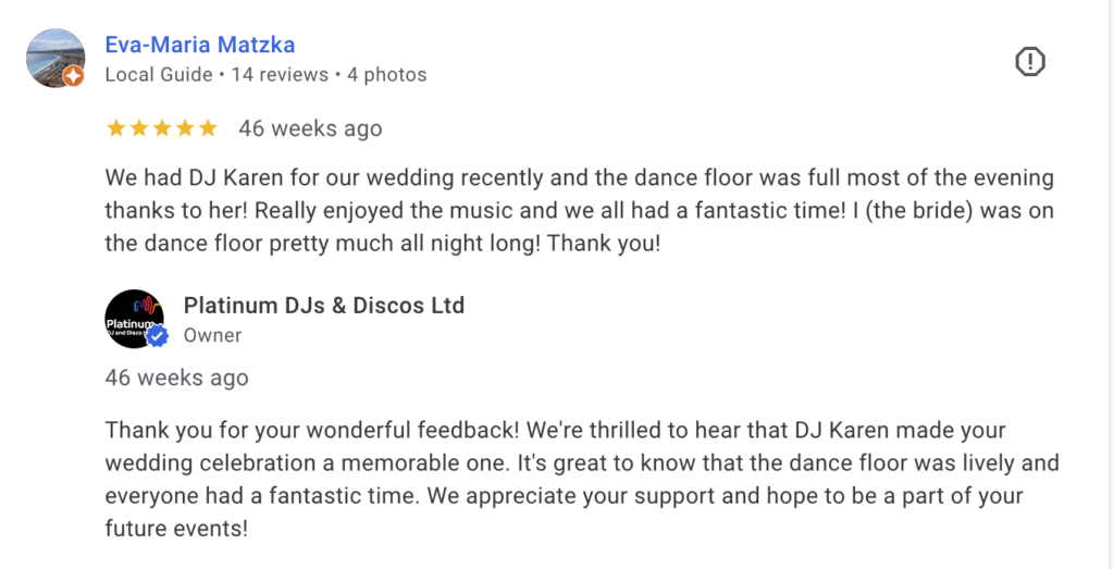 Wedding DJ in Hampshire - DJ Review for Karen F for Wedding at The Elvetham, Hook, Hampshire.