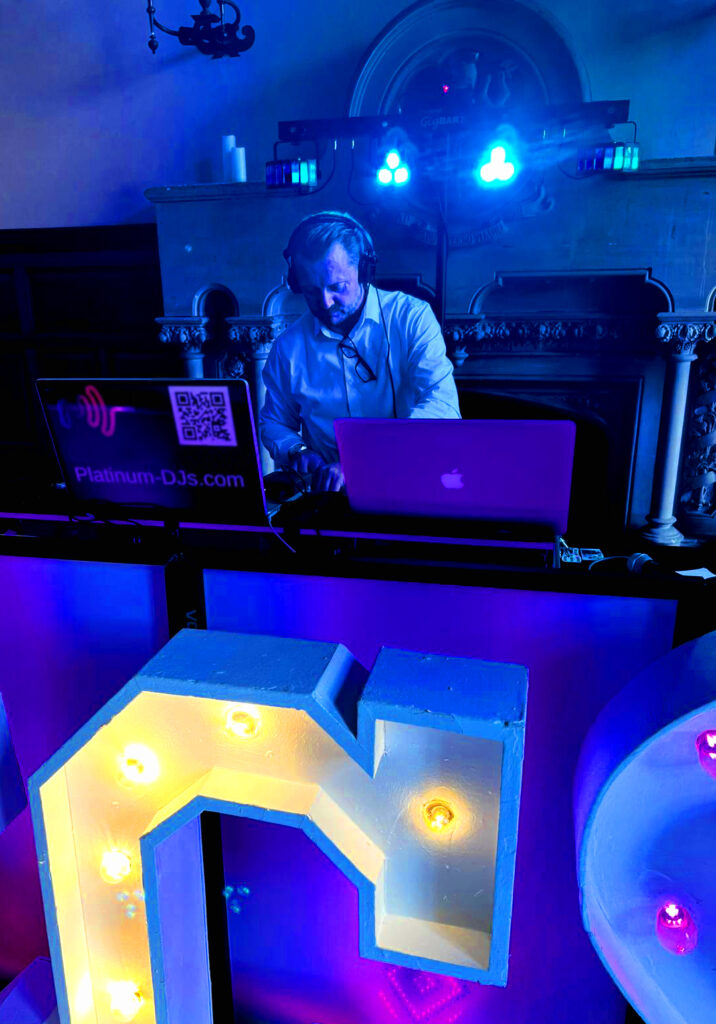 DJ J-Boyce playing at a wedding at The Elvetham, Hampshire.